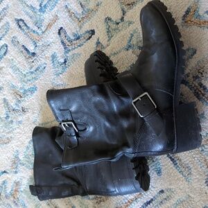 Cole Haan women's black leather motorcycle boots size 7